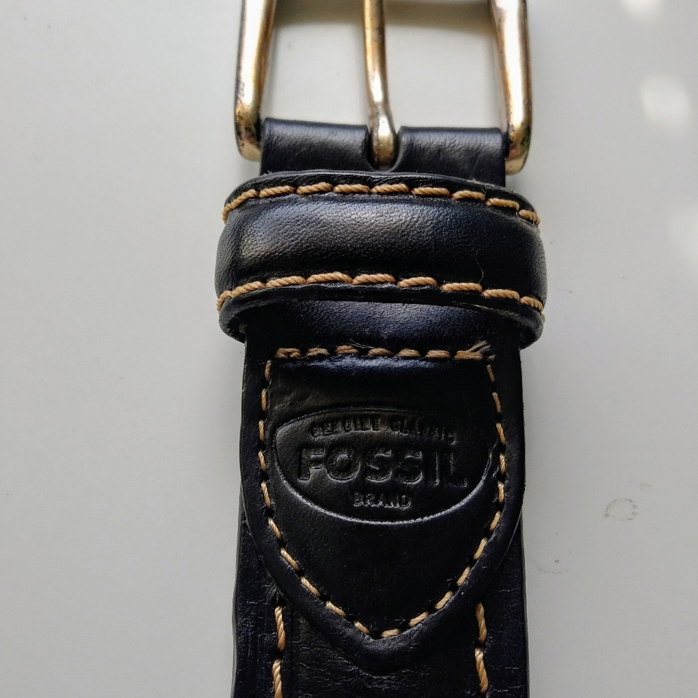Fossil Italian Leather Belt Black Size 34